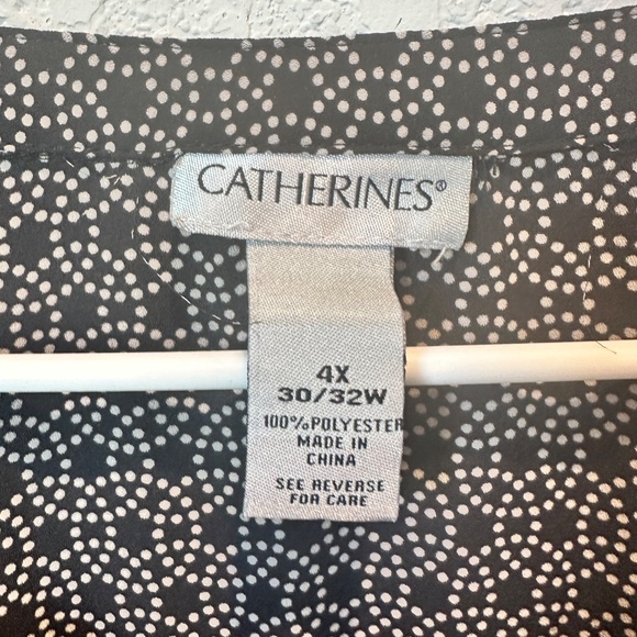 Catherines Chocolate Brown Dot Lightweight Popover Blouse - Size 4X - EUC - Picture 5 of 7